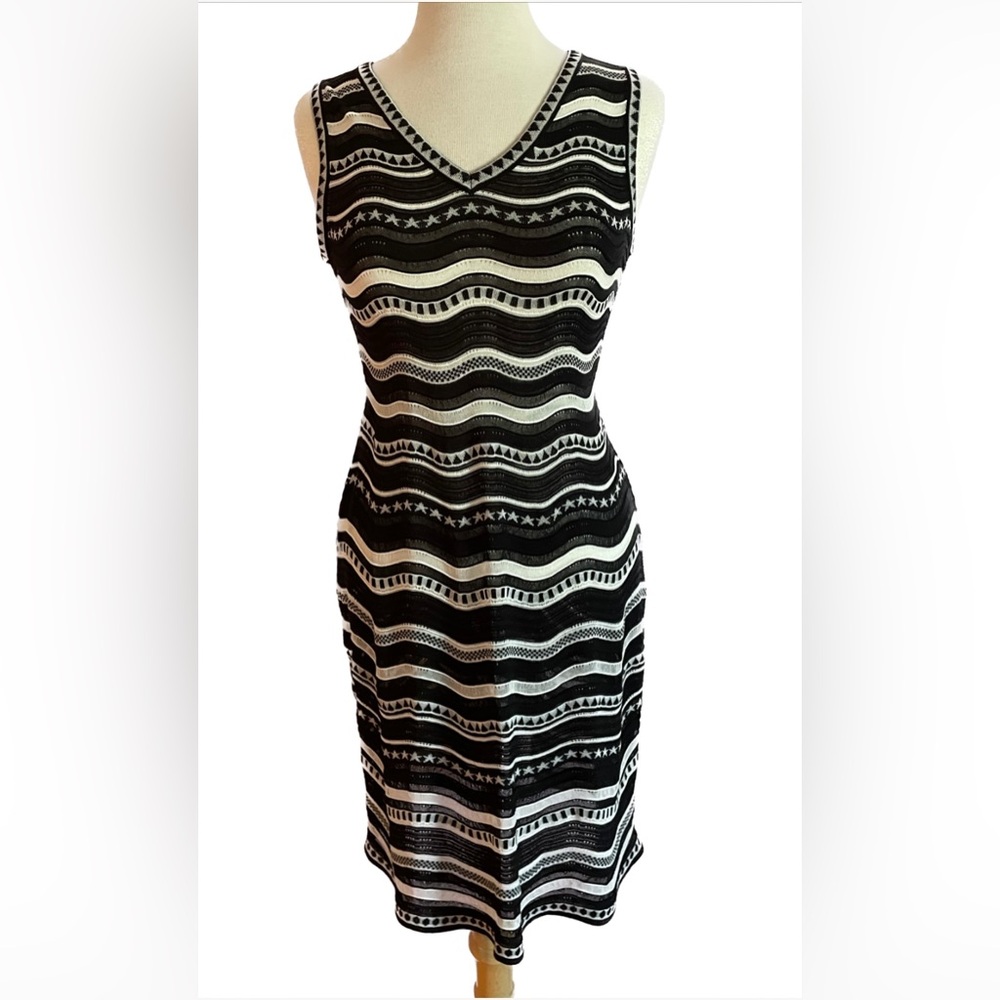 Missoni Black and White Wave Pattern Midi Dress